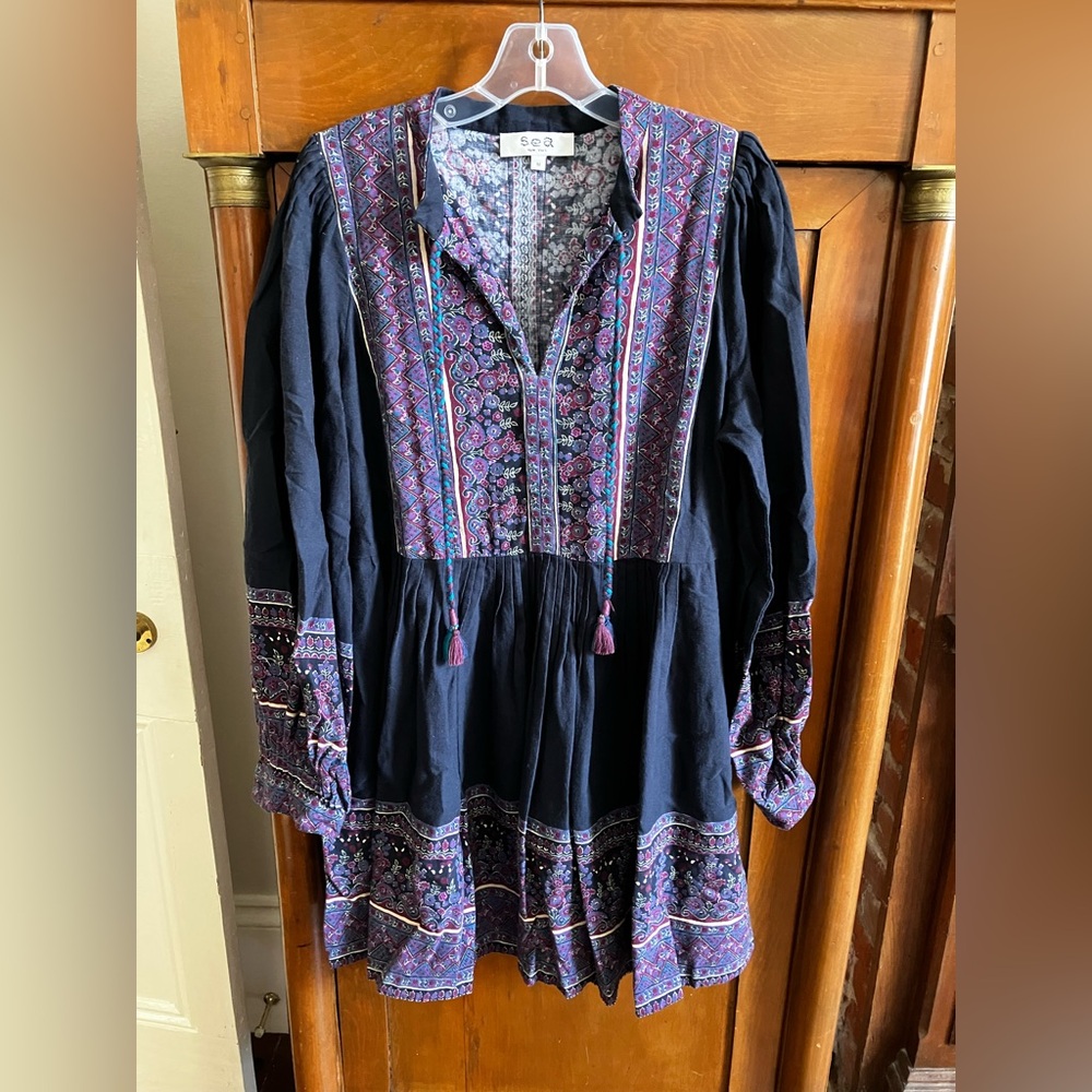 Sea New York navy/purple mini swing dress Sz M